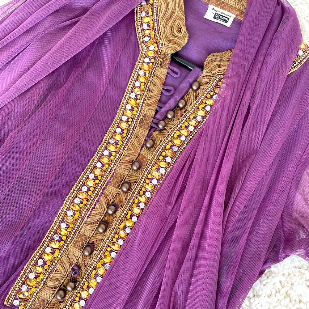 Purple and Gold salwar set with gorgeous beading on the chest.